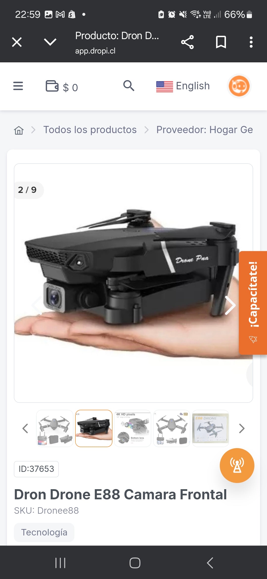 Dron Drone E88 Camara Frontal