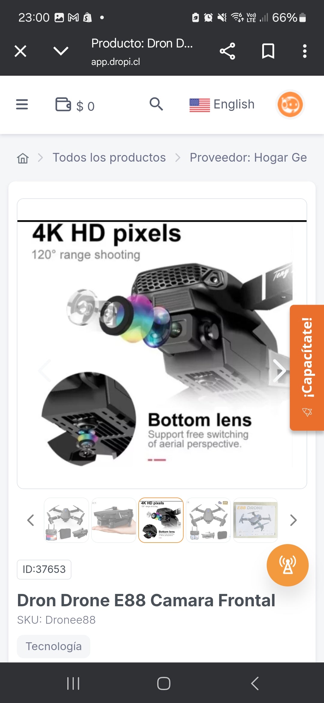 Dron Drone E88 Camara Frontal