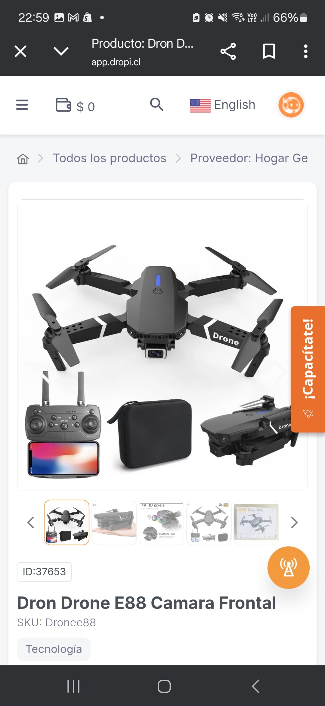 Dron Drone E88 Camara Frontal
