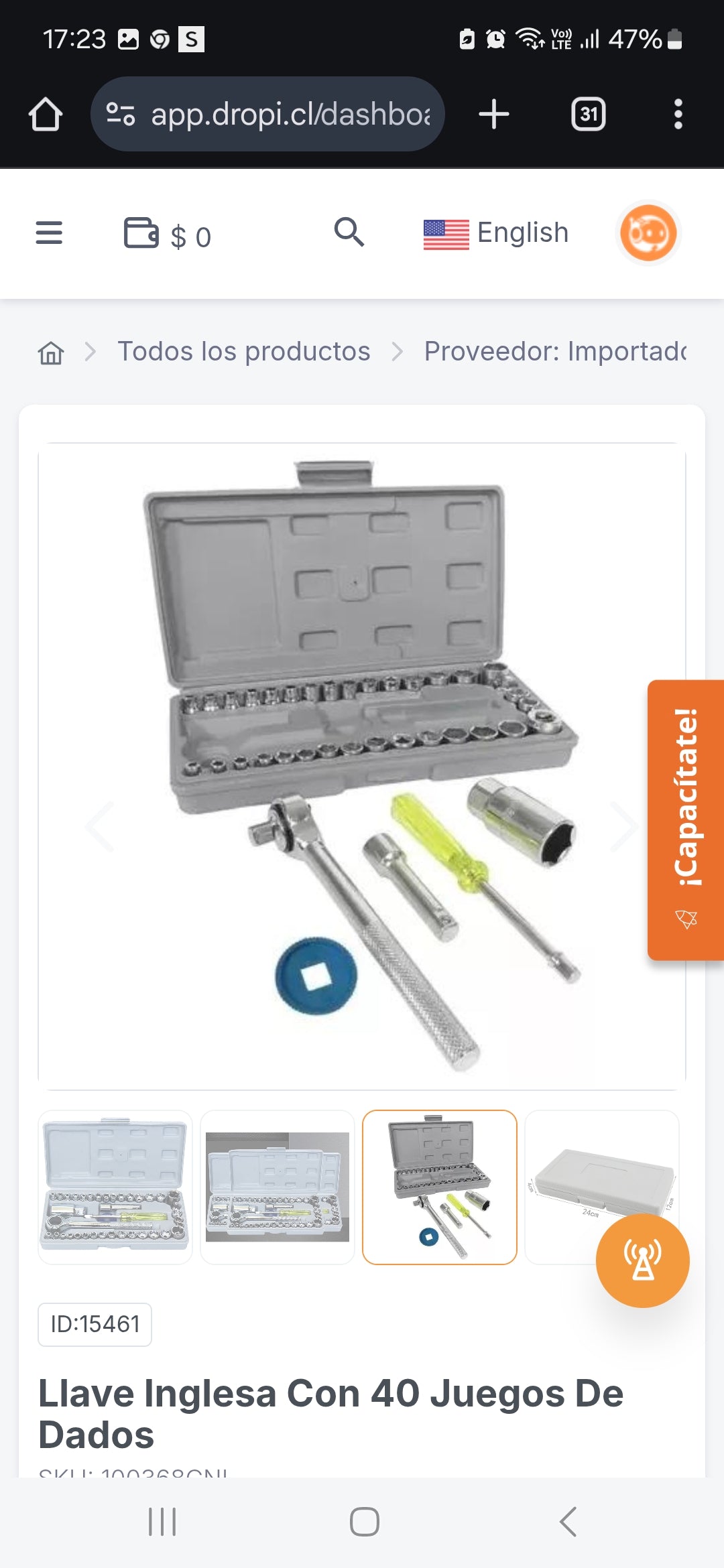 Llave Inglesa Con 40 Juegos De Dados